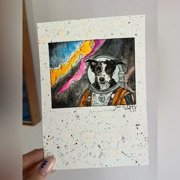 CUSTOM Watercolor and Pen Pet Portrait 5x7 - Picture 7 of 14